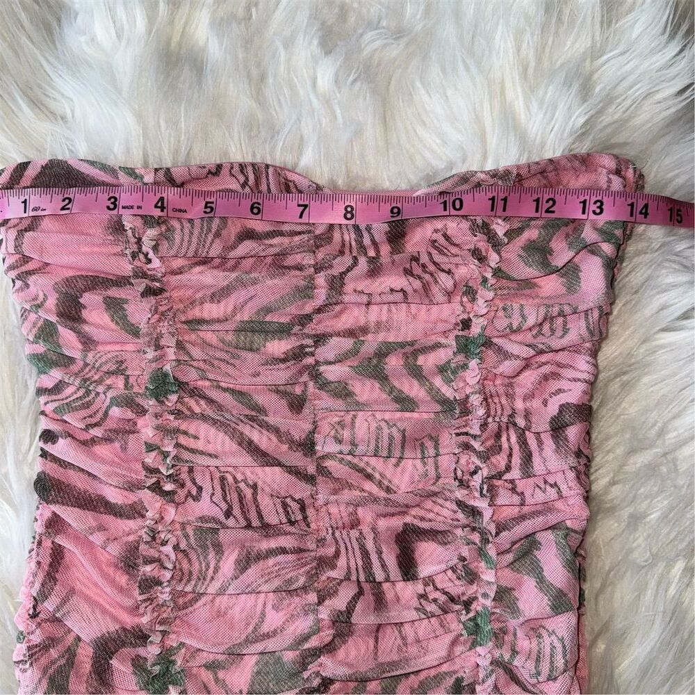 I.AM.GIA Womens Mesh Ruched Parton  Lined Tube Top Crop Pink Size L Y2K Barbie - Picture 10 of 11